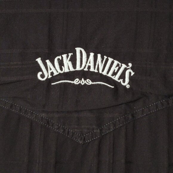 Jack Daniels Mens Black Western Embroidered Long Sleeve Pearl Snap Shirt Medium - Picture 7 of 9